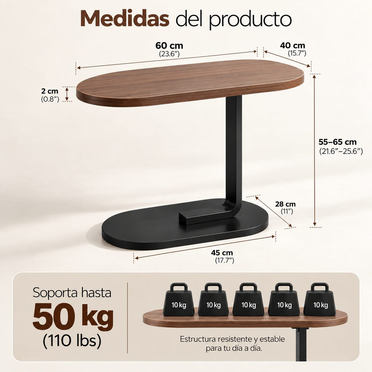 Mesa Auxiliar Multifuncional Tipo C